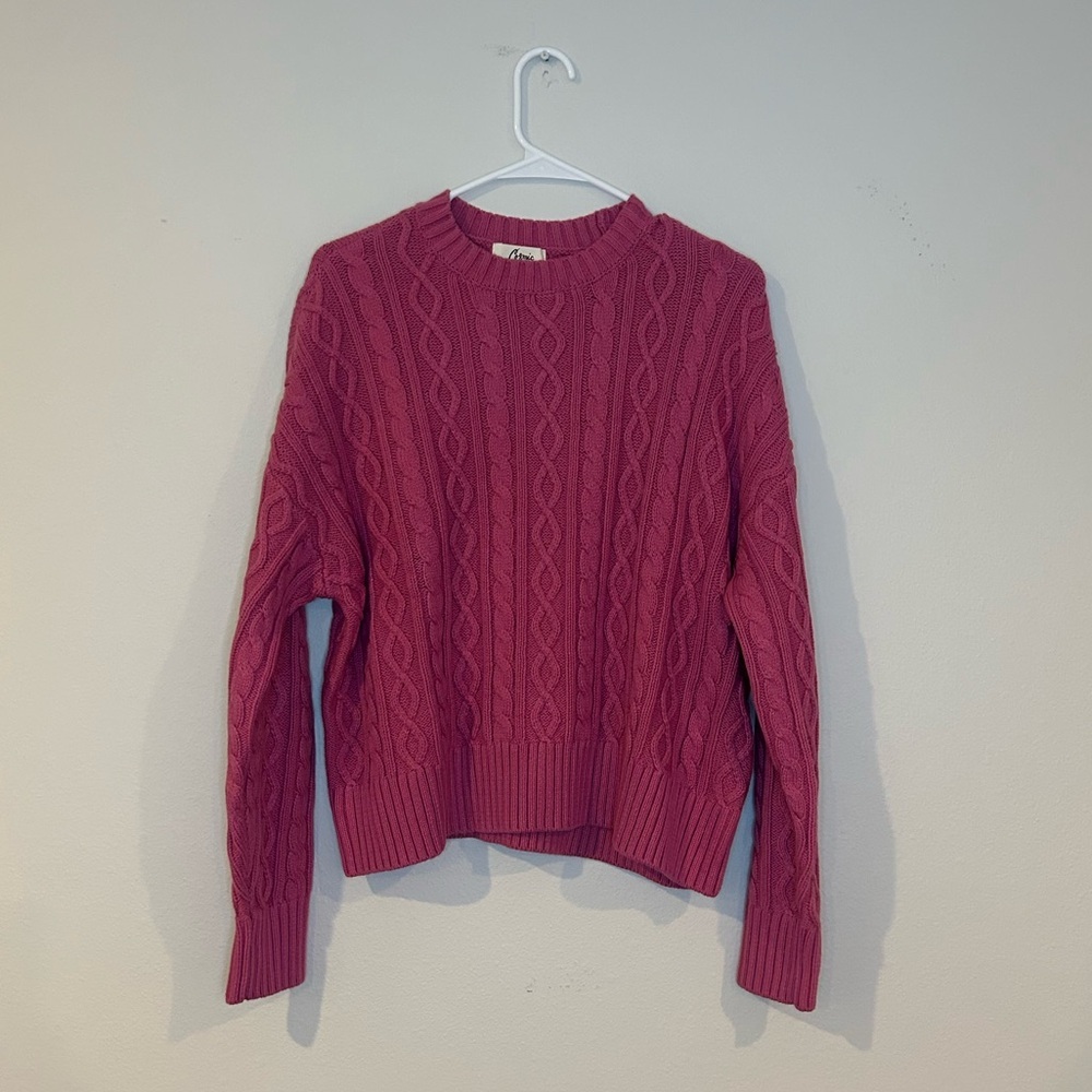 NWT Pink chunky cable knit size medium cotton blend sweater